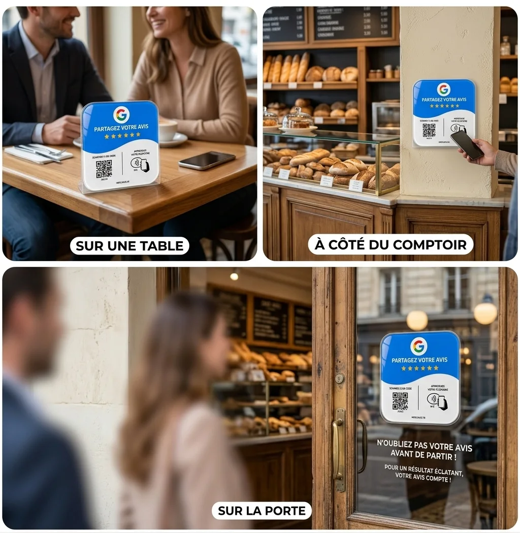 La plaque et son QR code, qui ouvrent la page d’avis