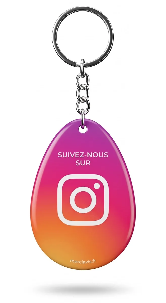 Porte-clés NFC MerciAvis modèle Instagram, à tendre à une personne rencontrée en déplacement pour qu’elle ouvre votre profil