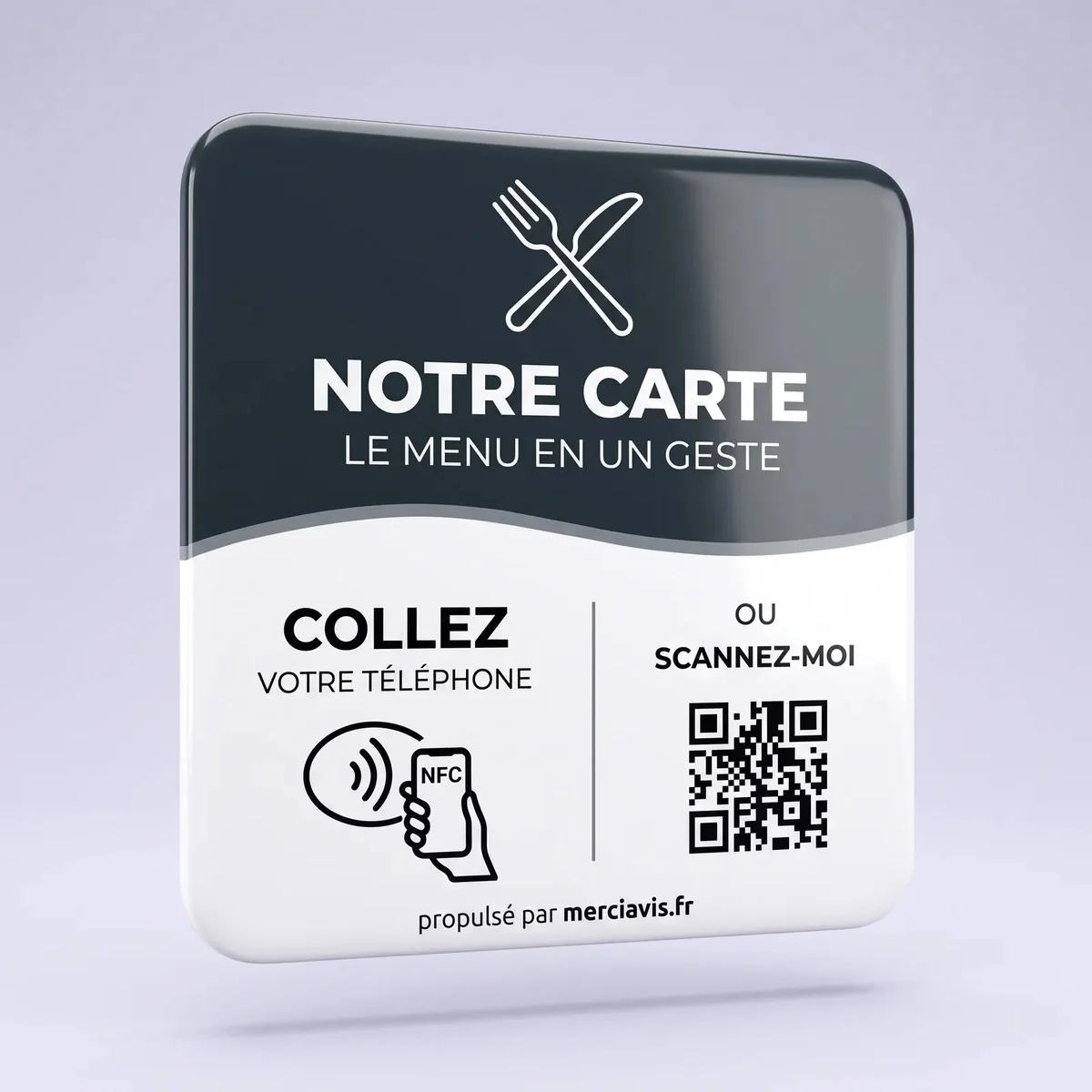 Plaque de comptoir MerciAvis, modèle Notre carte