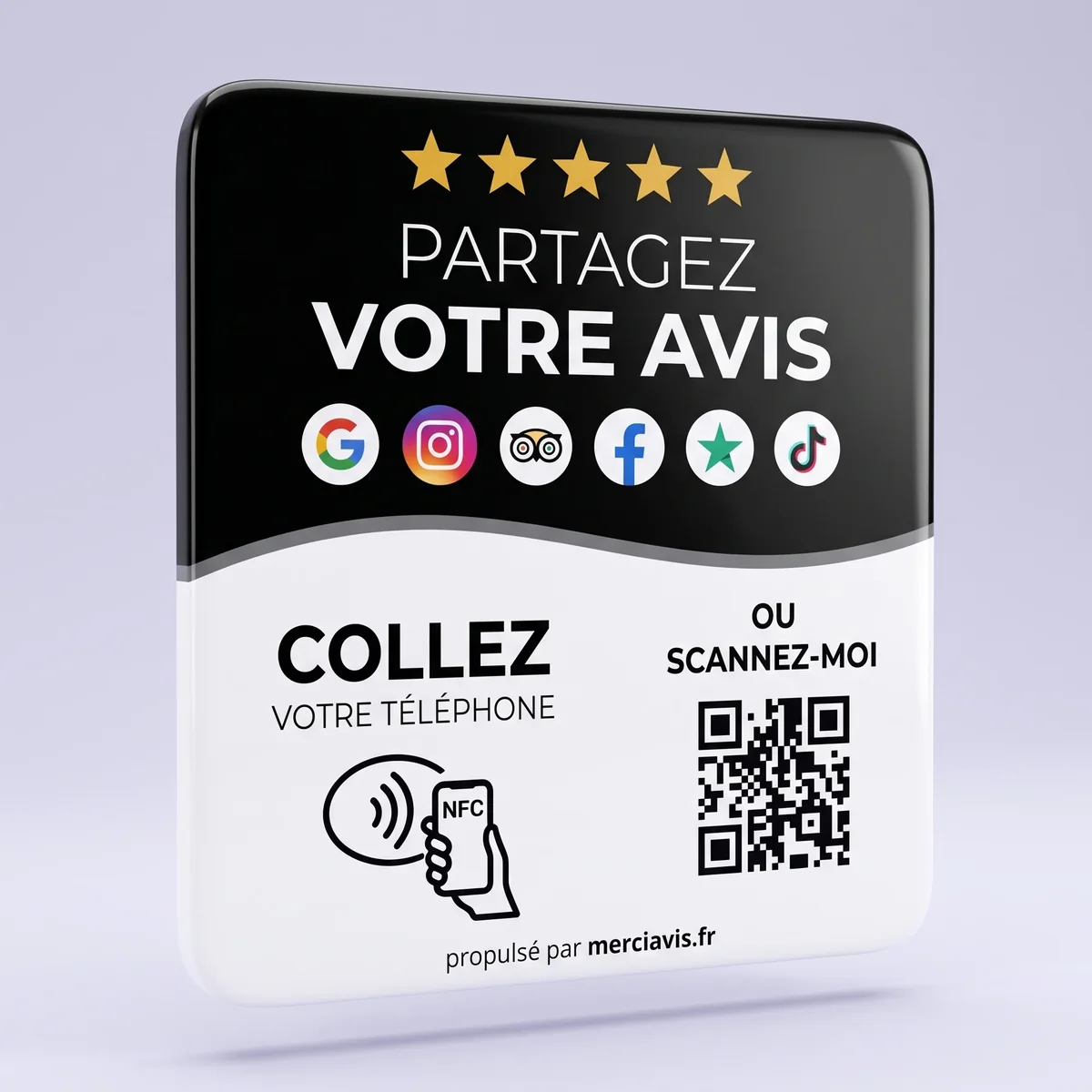 Plaque de comptoir MerciAvis, modèle multi-lien